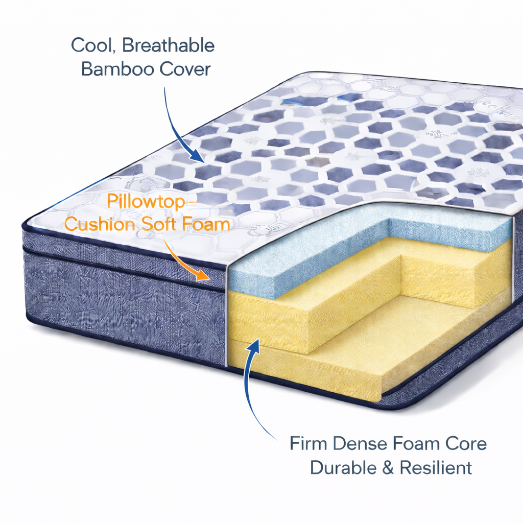 Doctor Firm Euro Top Mattress Layers with Bamboo Breathable Cover. Made in Canada.