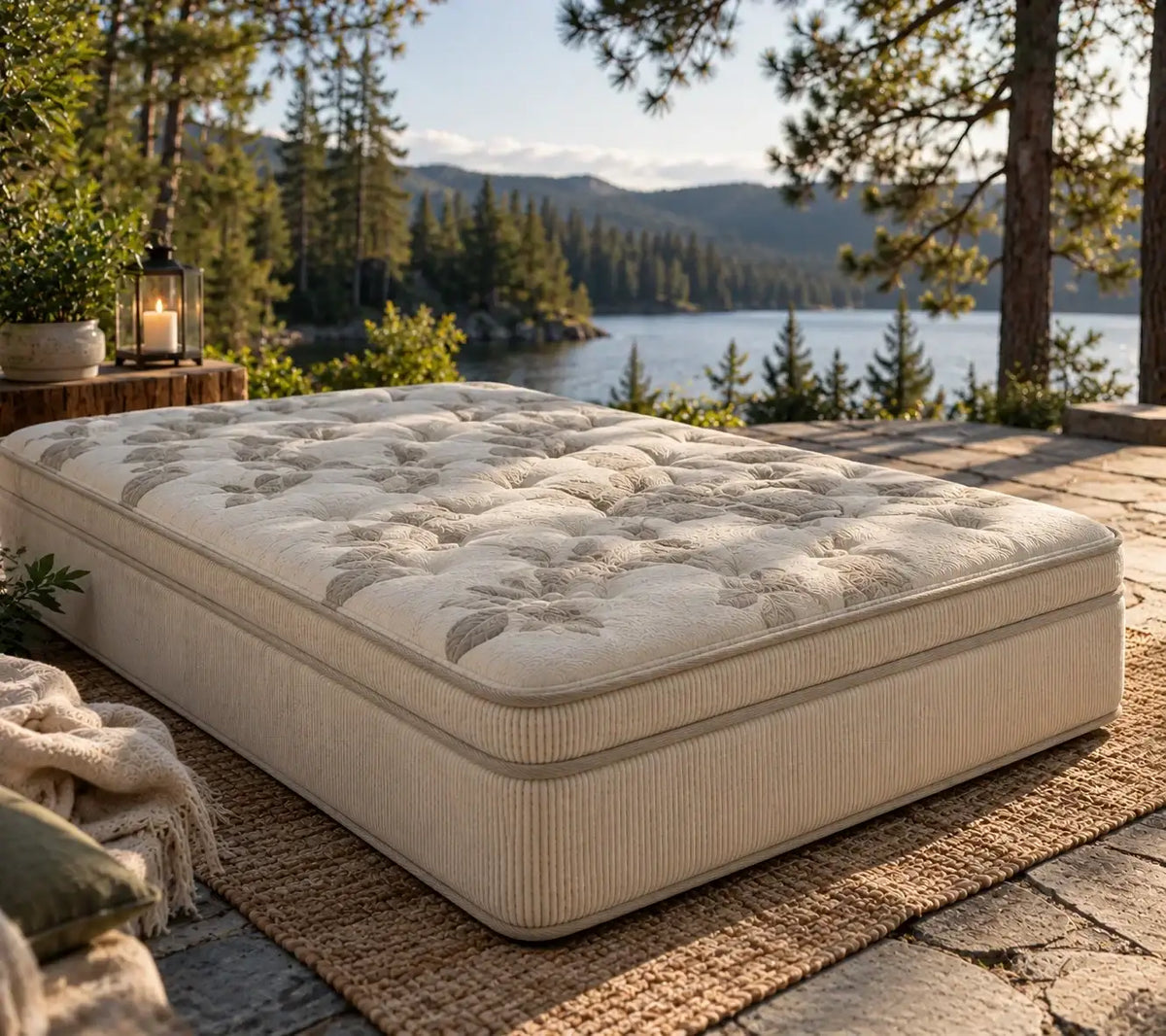 Natura Eco Brilliance Organic Latex Mattress with Quilted Cotton Cover in a Natural Lakeside Setting