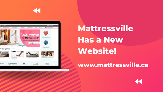 laptop showing mattressville.ca homepage, Mattressville has a new website