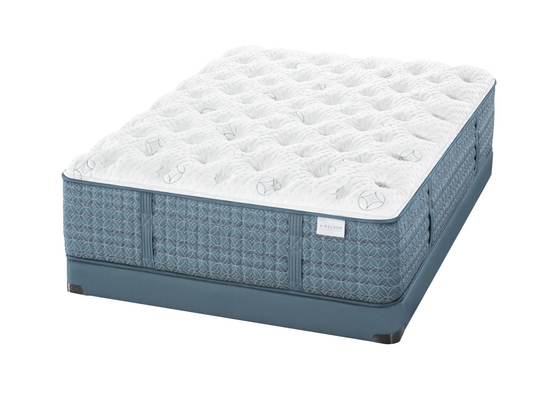 Aireloom Blue and white mattress on a white background