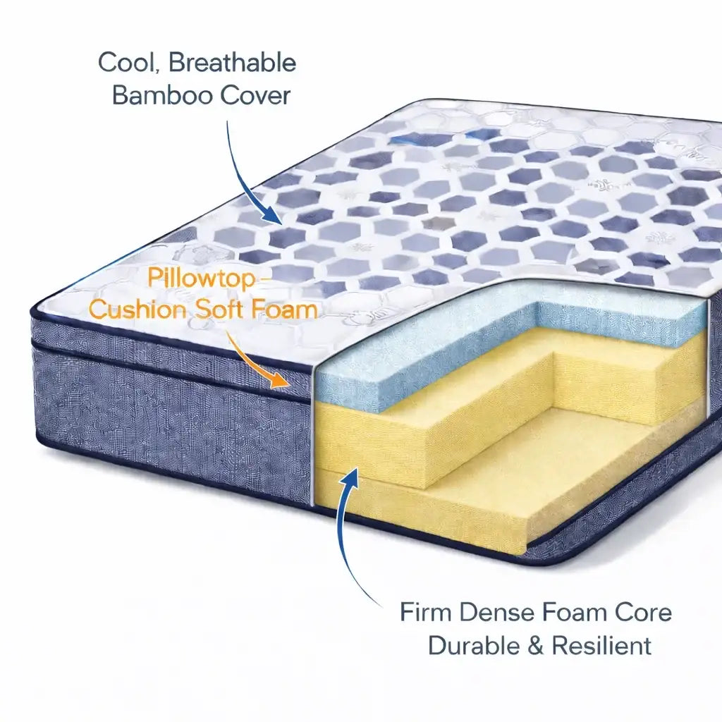 Doctor Firm Euro Top Mattress Layers with Bamboo Breathable Cover. Made in Canada. 