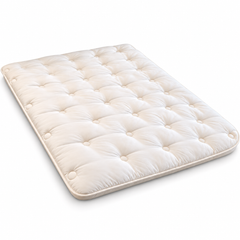 Hypnos mattress topper in a creamy white color, shown at an angle on a clean white background.