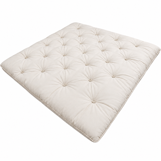 Sprout Alpaca Wool Tufted Mattress Topper in natural beige color.