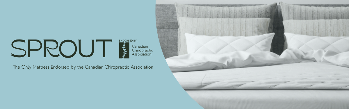 Sprout mattress with pillows on a bed, endorsed by the Canadian Chiropractic Association.-image