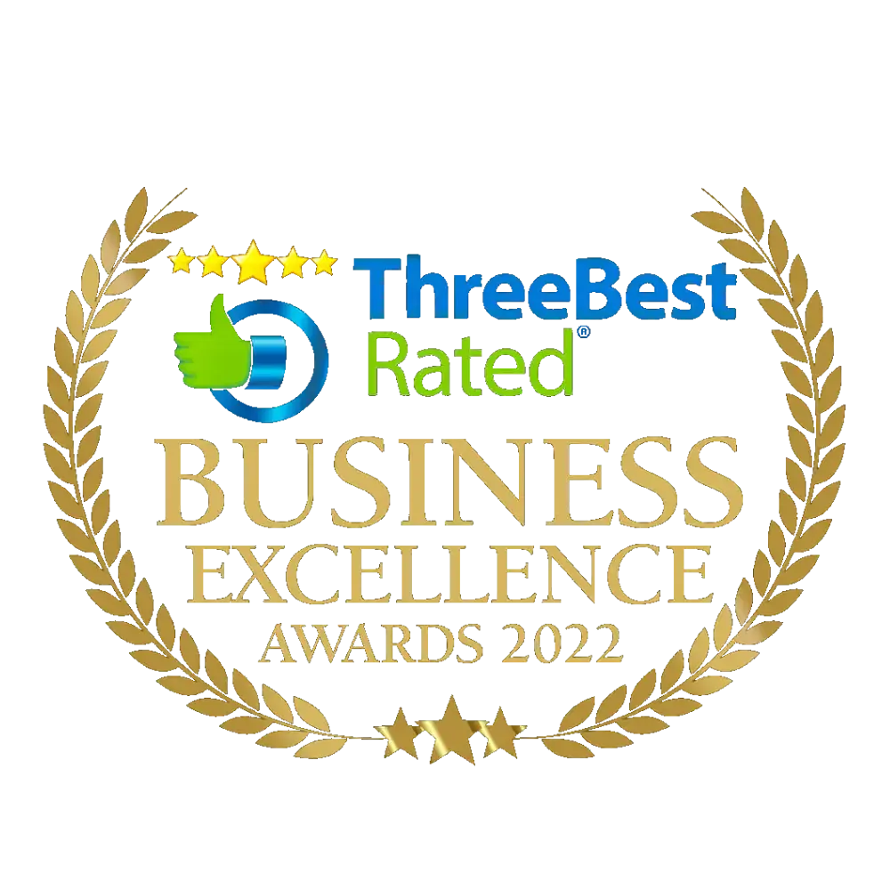 Three best business excellence award 2022 badge