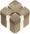 A blue color gift box icon with white ribbon wrapped to it