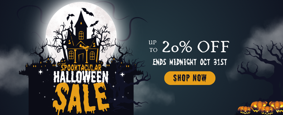 Spooky Halloween mattress sale 2024 banner featuring festive graphics and bold text promoting special discounts and offers.