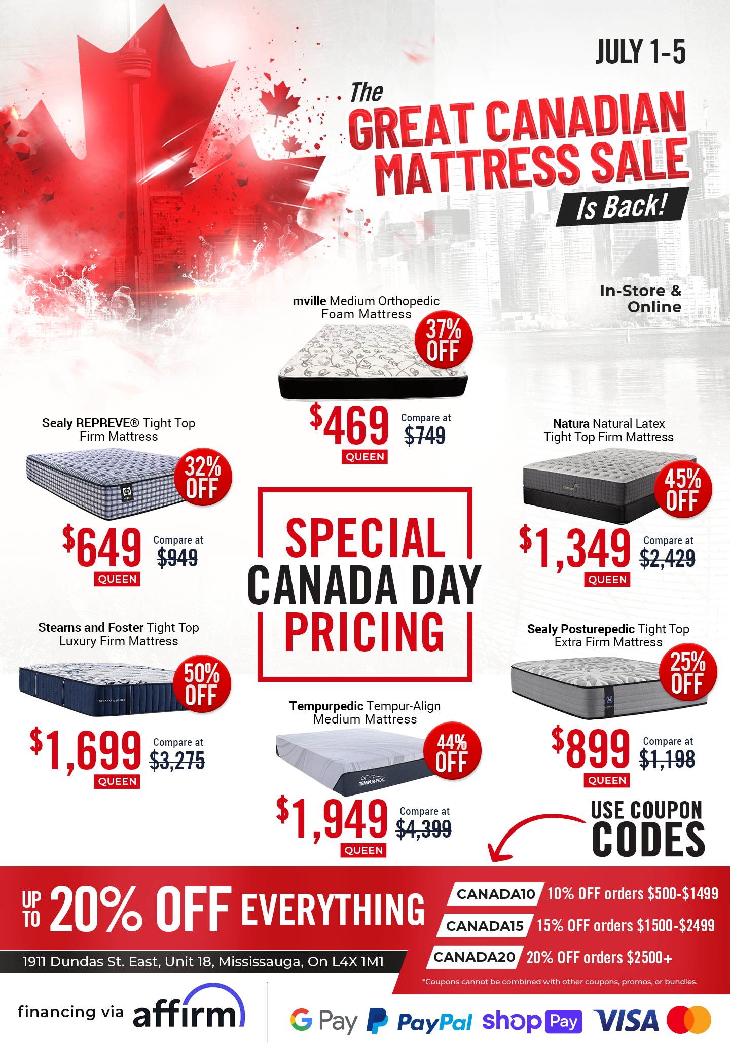 canada day mattress sale flyer 2024