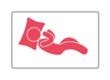 A pink colored vector image of a pillow and a human sleeping on it sideways.
              